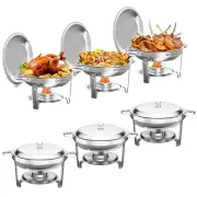 Warmounts 1/2/4/6Pack Chafing Dish Buffet Set, 5QT Round Buffet Servers and Warmers Set, Stainless Steel Catering Food W