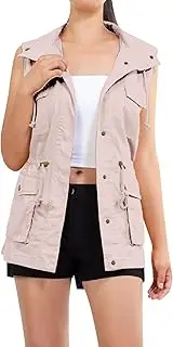 [Generic] Rain Coats plus Size Women's Sleeveless Hooded Solid Color Vest Jacket Coat 2x Womens Light Jacket