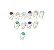 Wholesale 11Pc 925 Solid Sterling Silver Blue Larimar Mix Stone Ring Lot t965