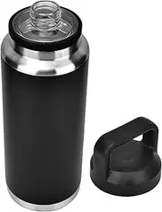 1100ml/37OZ Bottle and Vacuum Insulated Stainless Steel Metal Water Bottle with Chug Cap,Reusable Leak Proof BPA-Free Flask for Sports (Black, 1100ml)