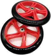 2 Pieces Scooter Wheel 200 mm PU Material Wheel Thickness 30 mm ABEC-7 Bearing Scooter Accessories,Red