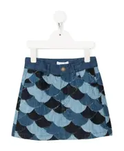 patchwork-detail denim skit 8Y,6Y,10Y Blue