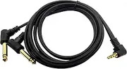 Qaoquda 3.5mm to 6.35mm Splitter Audio Cable, 90 Degree 1/8 TRS Stereo Male to Dual 1/4 Mono TS Male Right Angle Y Audio Cable (1.8M/6 Feet)