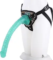 HGDTYRI Strap On Dildo 41cm Extra Long Silicone Strap-On Penis Removable Dildos with Strong Suction Cup 3 O-Rings Anal Dildo Sex Toys for Women Couples(C Green)