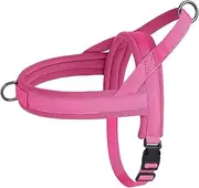 Soft and Comfortable Solid Color Adjustable Nylon Padded Dog Harness Soft Outdoor No Pull French Bulldog Chihuahua Pug Harness,Rose Red,S