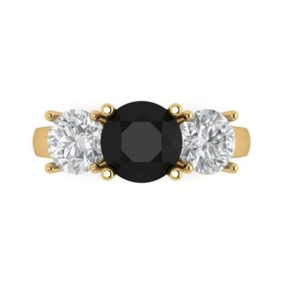 3.25Ct Round Cut Natural Onyx 14K/18K Gold Engagement Promise Statement Ring