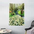 Spring Tapestry Flower Garden Grass Park Print Wall Hanging Decor
