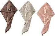 Healeved 3pcs Fast Dry Hair Cap Absorbent Hair Cap Quick Drying Towel for Home Travel Safe Material