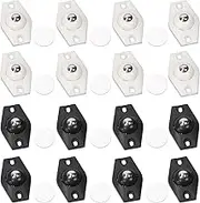 Tanstic 32Pcs Self Adhesive Caster Wheels Kit, Stainless Steel Mini Swivel Wheels, 360 Degree Rotation Universal Caster Sticky Pulley for Storage Box Furniture(White/Black)