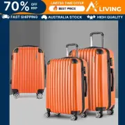 3pc Lightweight Orange Luggage Trolley Travel Set with TSA Lock ET-OR
