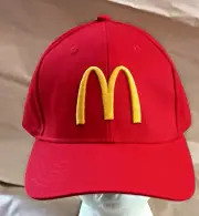McDonalds Restaurant Yellow Arches Hamburger Red Baseball Cap Hat New OSFM 2024