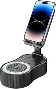 Wireless Induction Speaker,Portable Speaker with Charging Function | Anti-Slip Base Adjustable Phone Holder with Ambient LED Light for College Dorm Game Music