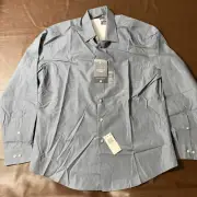 Van Heusen Men's Dress Shirt Fitted Poplin Solid 17 34-35 Grey NWT $45.00 MSRP