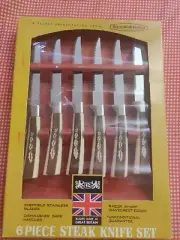 SHEFFIELD REGENT 6 PIECE STAINLESS STEAK KNIVES SET WITH ORIGINAL BOX