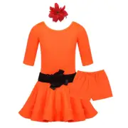 Girls Latin Performance Dance Dress Kids Rumba Samba Dancewear Costume Outfits