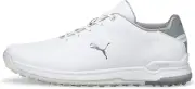 PUMA Men's Proadapt Alphacat Leather Golf Shoe 10, Puma White-puma Silver