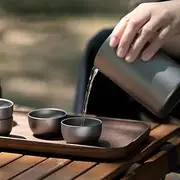 【Pure Titanium Tea Set】 1 Pot + 4 Cups & Dual-Layer Filter | Non-toxic & Coating-Free Baby-Safe Tea Ware | Portable Heat-Resistant Camping & Travel Teapot Set | Gift Box