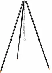Camping Tripod for Cooking Five-Section Adjustable Campfire Tripod with Adjustable Suspension Chain Suitable for Camping, Campfire,Dutch Oven,Outdoor BBQ (Black)