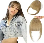 YOGFIT Clip in Bangs 100% Human Hair French Bang Clip in Hair Extensions, French Bang Fring with Temples Hairpieces Clip on French Bangs Flat Bangs Clip Curved Bangs for D (French Bangs, Dirty Blonde)
