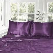 Double Size Purple 1000TC Silk Silky Feel Satin Sheet Set