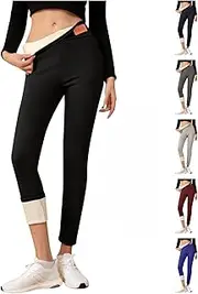 [Generic] Fleece Lined Leggings for Women - Thick Soft High Waisted Black Tummy Control Thermal Warm Velvet Pants for Cold Winter (Black,L)