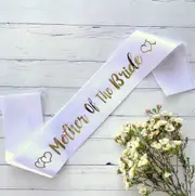 White Mother Of The Bride with Hearts Sash - Gold Foil Print