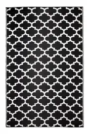Recycled Plastic Outdoor Rug and Mat Tangier Black and White - Weatherproof Rug, Recycled Plastic, Sustainable, Eco Friendly UV Resistant, Durable Outdoor, Patio Rug, Fade Resistant