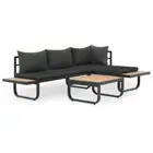 2-Piece Garden Bench Lounge Set Outdoor Patio Modular Sofa Chairs Table