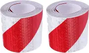 Healvian 2rolls High Visibility Reflective Safety Tape Red and White Warning Tape Self-Adhesive Reflective Strips for Cars Trains and Road Safety