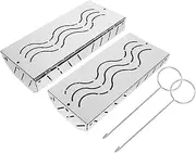 [Kisangel] 2pcs Stainless Steel Meat Smoke Boxes for Bbq Chips Portable Grilling Accessories for Gas and Charcoal Grilling Flavor with Variety of Wood Choices