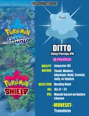 Pokemon Sword and Shield 6IV Ditto 7 Natures Shiny/Foreign
