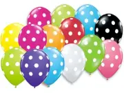 12 POLKA DOT PARTY BALLOONS U Pick Black White Red Yellow Lime Pink Blue 12"
