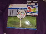 3 2 1 Single Balloon shaped Yard/Lawn Sign 'HAPPY BDAY' 26"with link Balloons