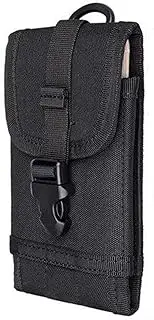 Outdoor MOLLE Tactical Military Pouch Army Black Waist Holster Smartphone Pouch Military 1000D Nylon Hook Loop Belt Phone Holster Phone with Slim Case