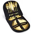 10-Piece Camping Picnic Cutlery Set Outdoor Tableware Bag with Travel Case