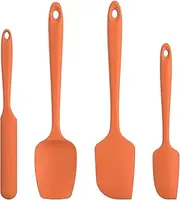 315℃ Heat Resistant Silicone Spatula: U-Taste High Heat Proof Flexible BPA-Free Non-Stick Bowl Scraper, Seamless Rubber Kitchen Utensils for Baking Cooking Mixing Cookware Set of 4 (Orange)