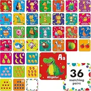 72 PCS Memory Matching Game, Alphabet & Numbers Matching Cards for Toddlers 36 Pairs Memory Cards for Preschool 4 5 6 Years Old