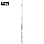 Stagg WS-FL111 Closed Hole C Flute Nickel Silver + ABS Case, Swab, Gloves