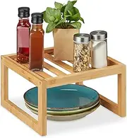 Relaxdays Bamboo Cupboard Insert 14 x 24.5 x 24.5 cm (H x W x D), Shelf Insert for Worktop & Kitchen Cabinet, Natural