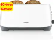 Rise Up 4 Slice Toaster Extra Long Slots 7 Browning Settings White TAP0003WH