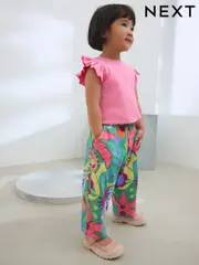 Green Tropical Print Textured Barrel Leg Trousers (3mths-7yrs) (AD8336) | $15 - $20