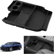 LUWU 2025 Sienna Lower Center Console Organizer Compatible with 2025 Toyota Sienna Accessories Armrest Console Organizer Armrest Insert Tray Sienna 2025 Accessories Black (Not Fit w/Refrigerator)