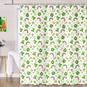 Happy St Patrick's Day Shower Curtain Cute 70X70, Green Shamrocks Rainbow