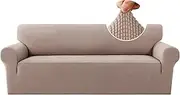 H.VERSAILTEX Stretch Sofa Slipcover Spandex Jacquard with Elastic Bottom, 1-Piece Sofa Cover Furniture Protector Couch Soft for Pets(3 Seater, Sand)