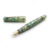 Leonardo Momento Zero Fountain Pen in Giada Jade with Gold Trim, Fine Point NEW