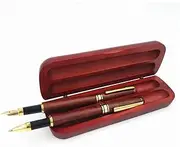 STOBOK Elegant Signature Pen Set 2 Ballpoint Pens Wooden Box for Office School