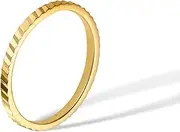[munone] Gold Wedding Band Women, 1mm Wedding Bands For Women,14k Gold Diagonal Grooves Comfort Fit Titanium Band Rings Size 5-10