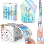 SAVILAND Long Length Nail Forms: 100Pcs Professional Poly Gel Nail Forms Sturdy Nail Extension Forms Paper Nail Forms Self-adhesive Nail Model Stencils for Acrylic Nails Builder Nail Gel Nail art