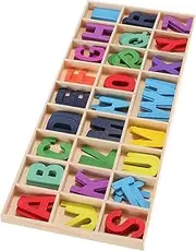 BESPORTBLE Interactive Learning Toy 1 Set of Wooden Alphabet Blocks Storage Tray Educational Puzzle Craft Toys for Boys and Girls
