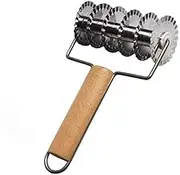 Pizza Cutter Stainless Steel+Wooden Pull Net Wheel Knife Pizza Pastry Lattice Roller Cutter Pizza Pastry Lattice Roller Cutter Craft,Silver